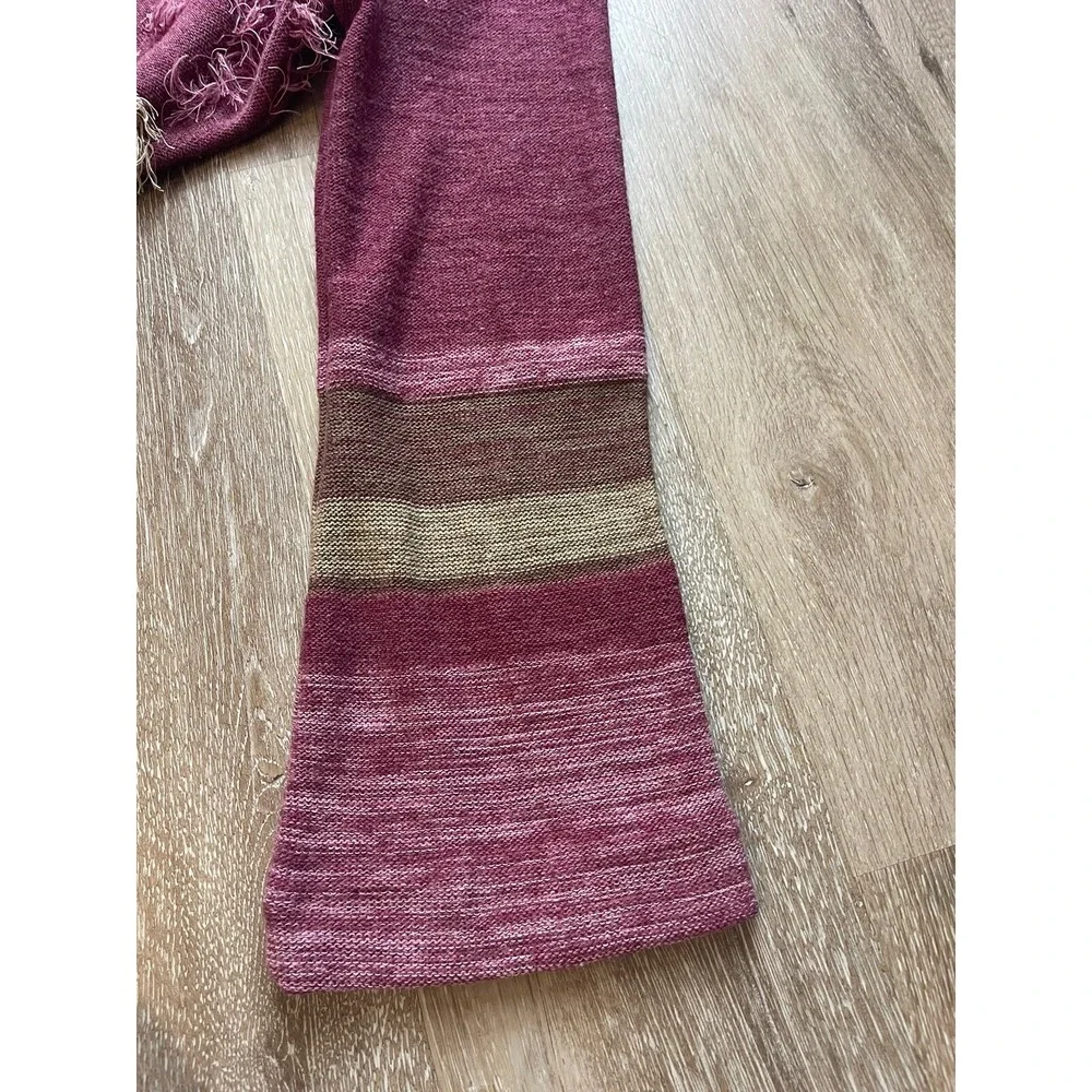 Vintage Women's Red Eye Collar V-neck Raspberry Pink Purple Long Sleeve Shirt